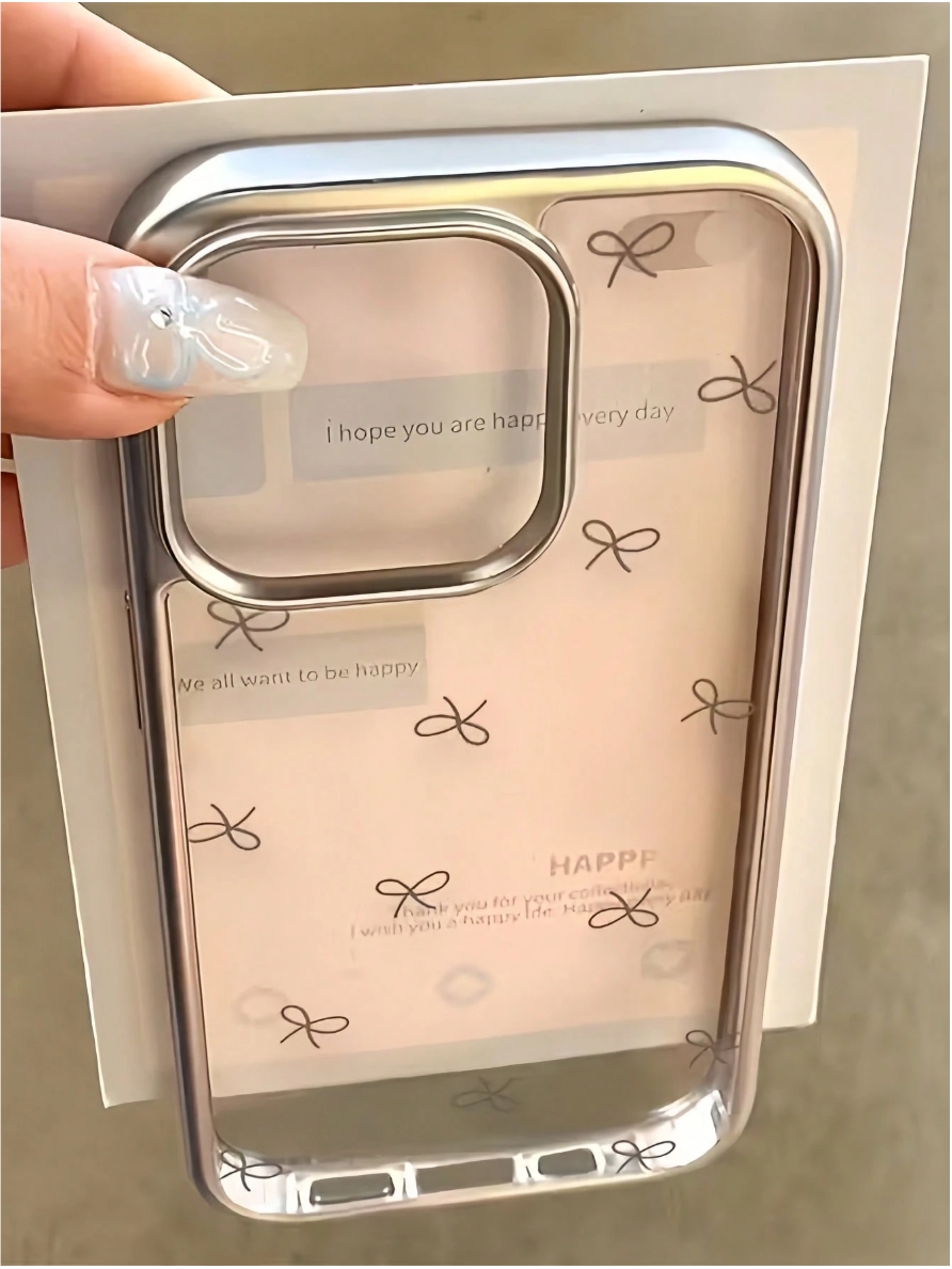 1pc Electroplated Luxury Silver Frame High Transparency Simple Butterfly Pattern Phone Case