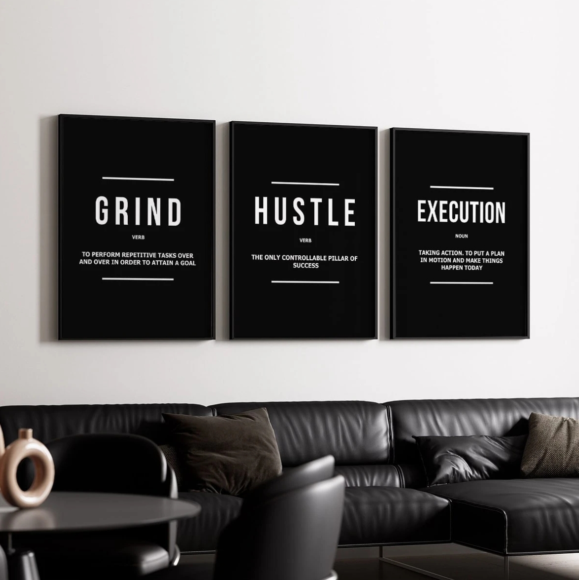 3Pcs Unframed Modern Black&White Inspirational Quotes Poster