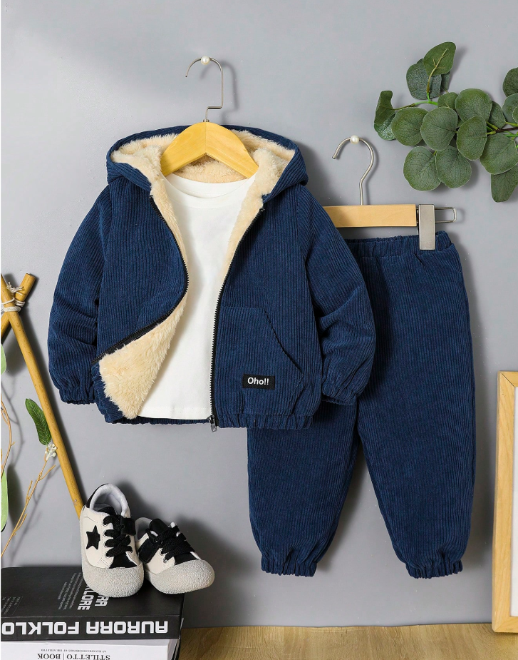 Baby Teddy Hooded Set