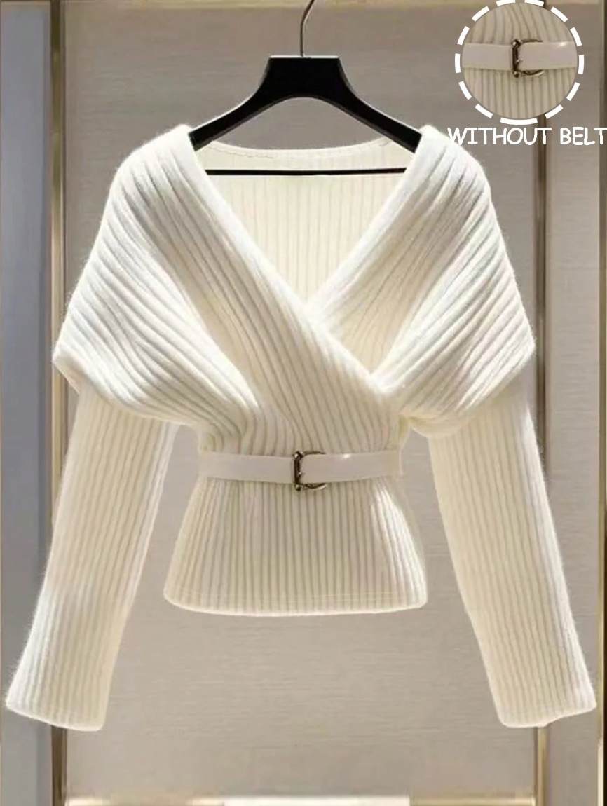Elegant Solid Color Wrap T-Shirt For Commuting