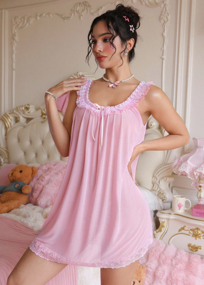 Lace Ruffle Babydoll Nightdress