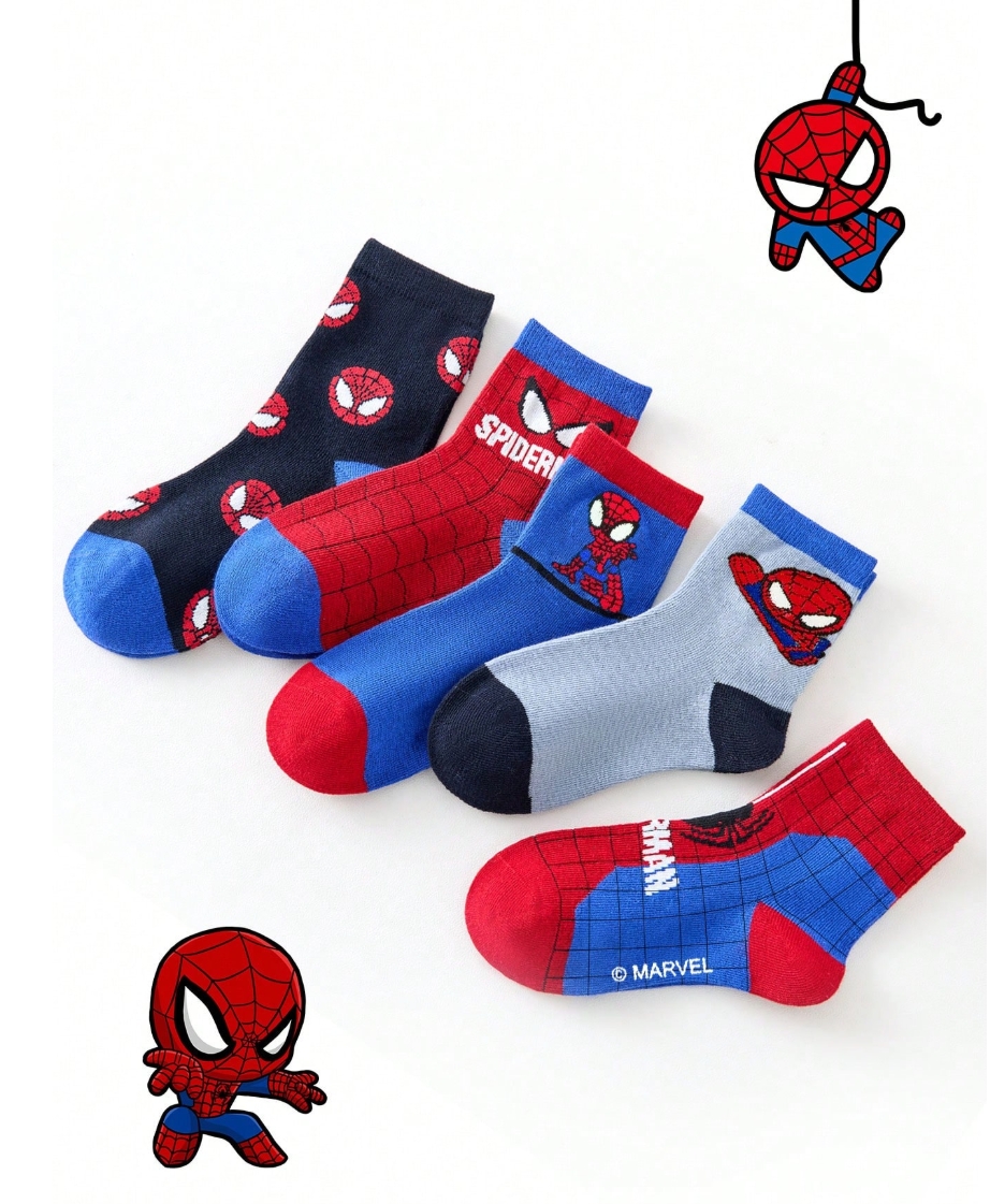 5 Pairs Kids Socks, Superhero Series