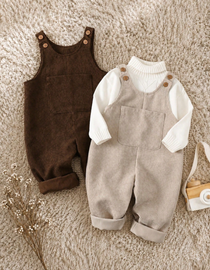 2pcs Baby Boy Corduroy Overalls