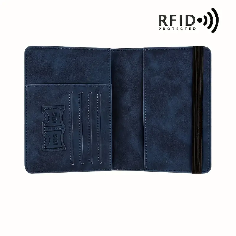 1pc Vintage RFID-Protected Passport Wallet &ndash; Dark Blue