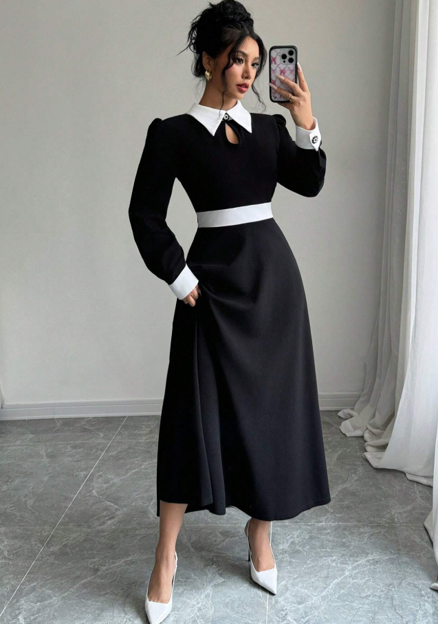 Collared Long Sleeve Dress 