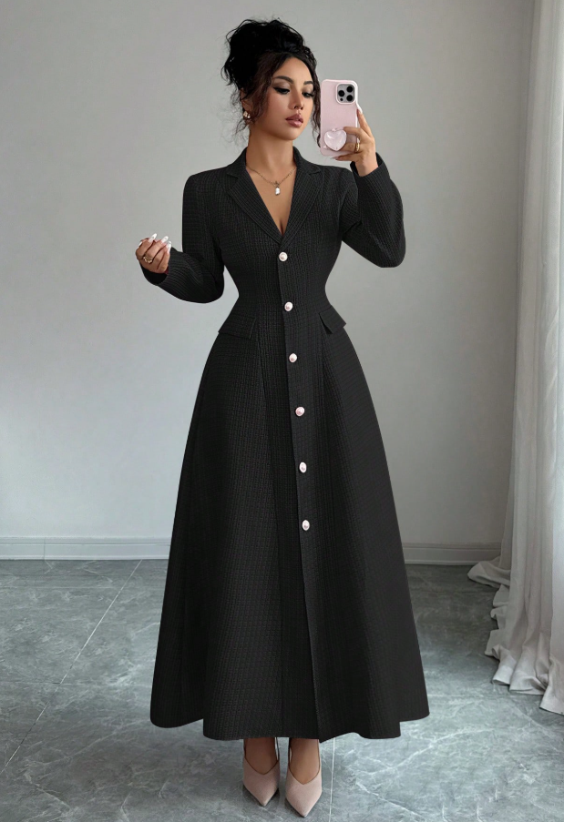 Open Front A-Line Long Dress