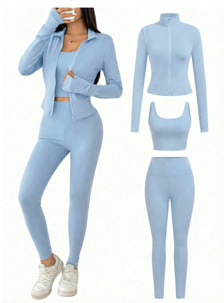 Zip-Up Jacket, Vest & Leggings Set