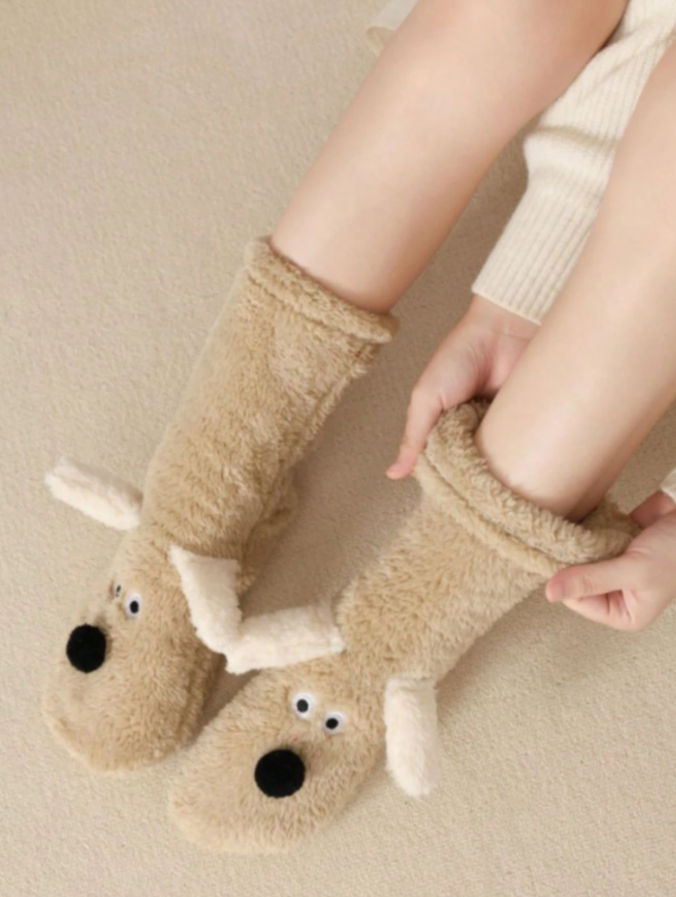 1 Pair Autumn/Winter Womens Warm Anti-Slip Socks