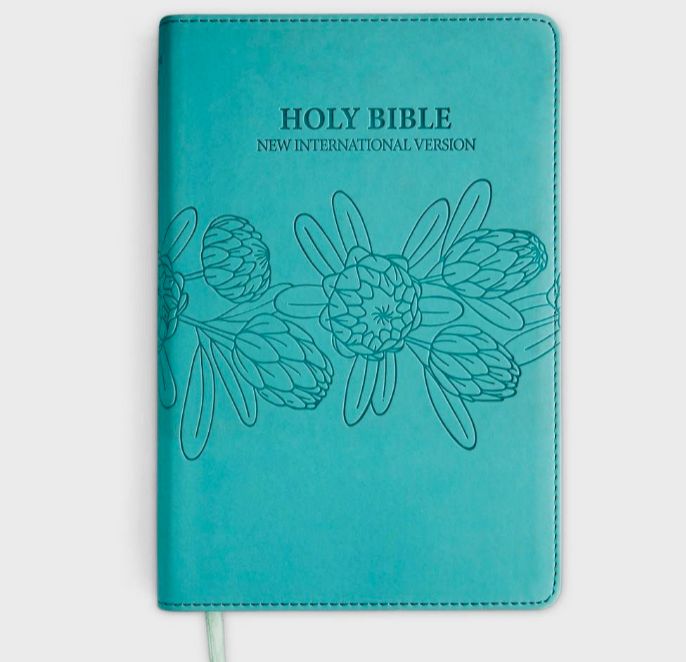 NIV Leather Touch Sea Green Protea Bible