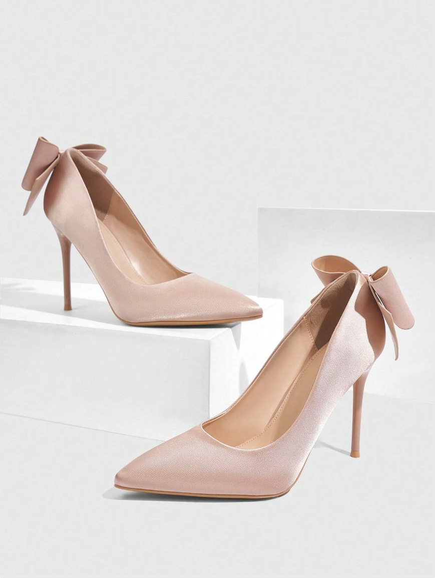  Fashionable Women Pointed Toe High Heel Pumps With Big Bow Detail