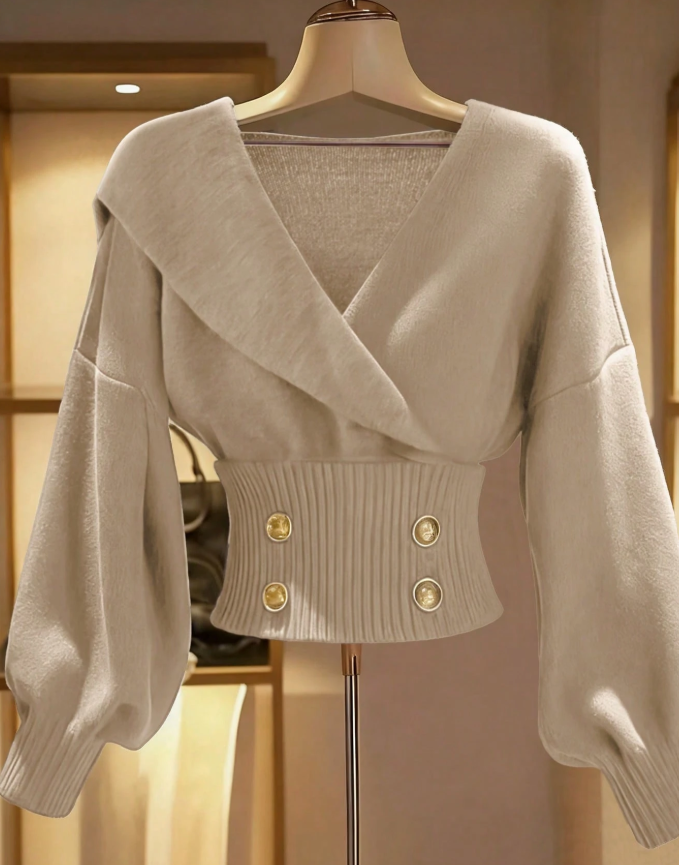 Cross Lapel Formal Fashion Drop Shoulder Long Sleeve