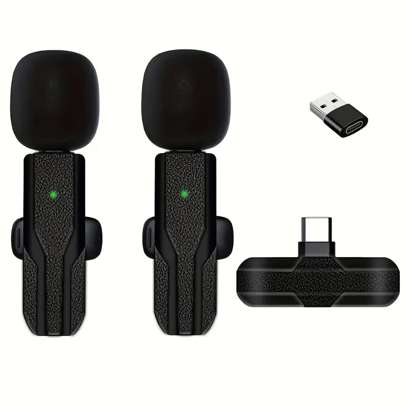 2 Mics + 1 Receiver Rotatable Wireless Lavalier Microphone,
