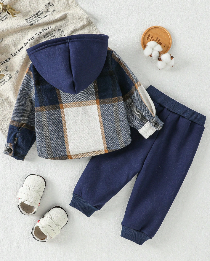 Baby Plaid Hooded Set