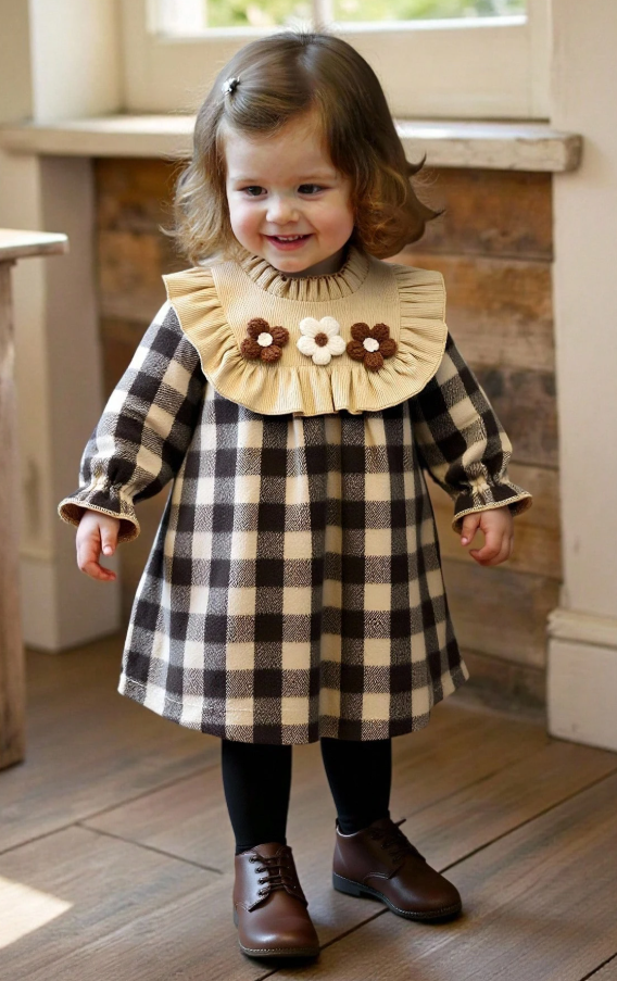 Girls' Plaid Wool Dress