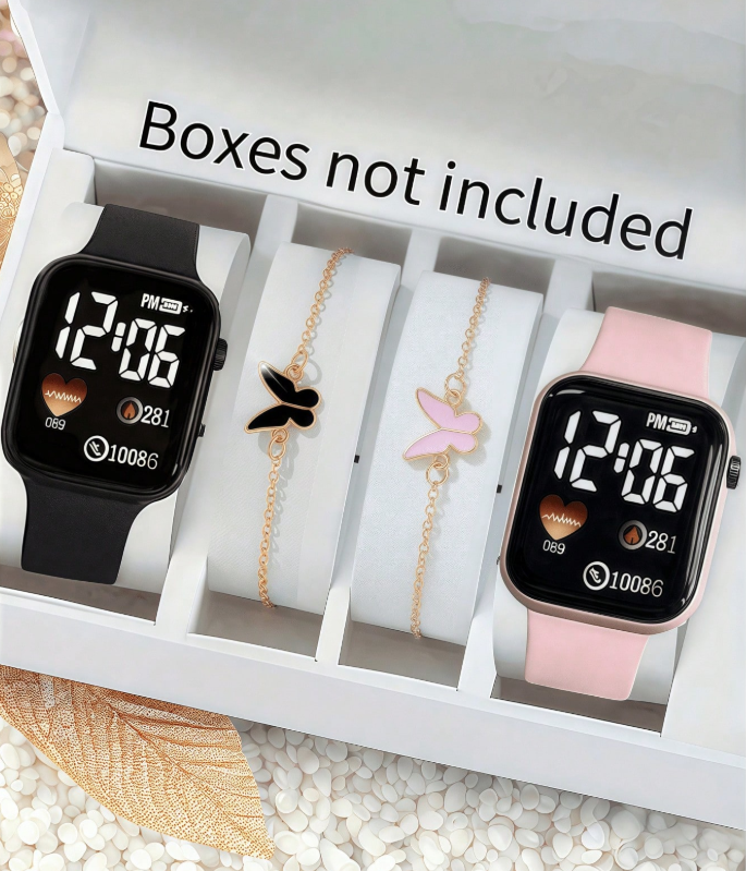 Digital Watches And 2 Butterfly Bracelets