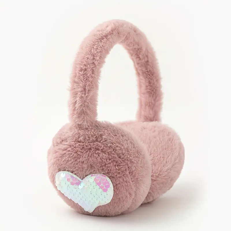 Cozy & Cute Heart Pattern Earmuffs for Girls Pink