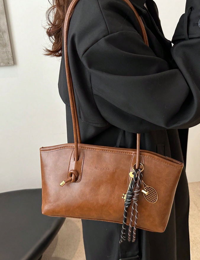 1pc Vintage Oily Leather Handbag