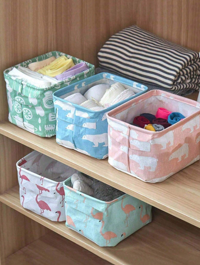 1pc Foldable Linen Storage Basket, Large Capacity Organizer Bin