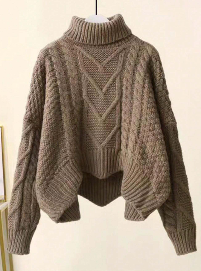Casual Comfortable Ladies Ribbed Turtleneck Pullover