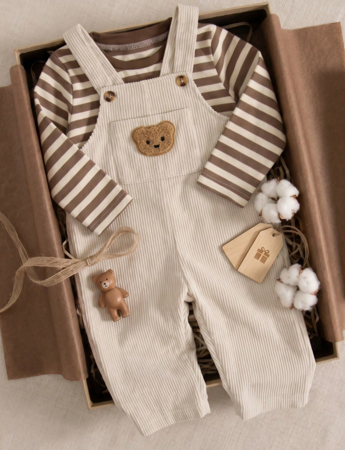 Baby Bear Corduroy Overall Set