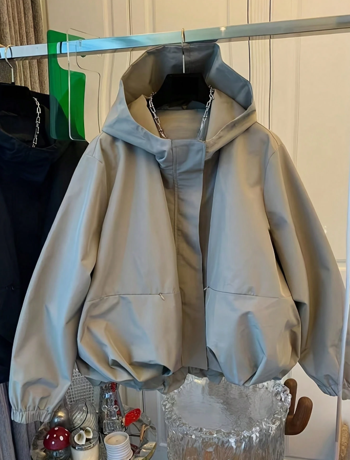 Women's Spring/Autumn Hooded Zip-Up Windbreaker Jacket, 