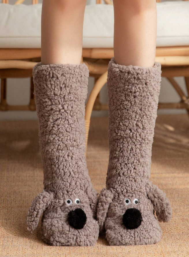 1 Pair Women's Warm Fuzzy Anti-Slip Socks