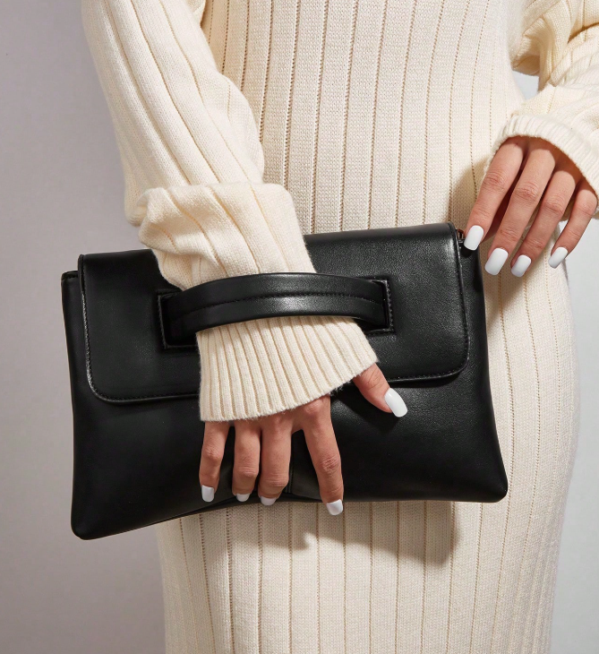 Elegant And Refined, Low-Key Luxury Large Black Square Vintage Bag