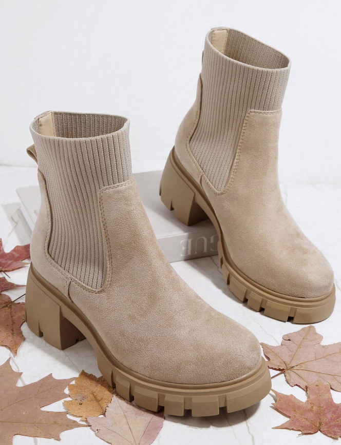 Faux Suede Slip On Chelsea Boots