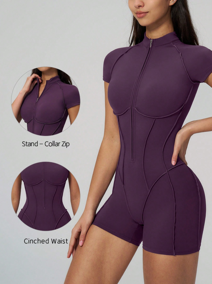 Half-Zip Sports Jumpsuit