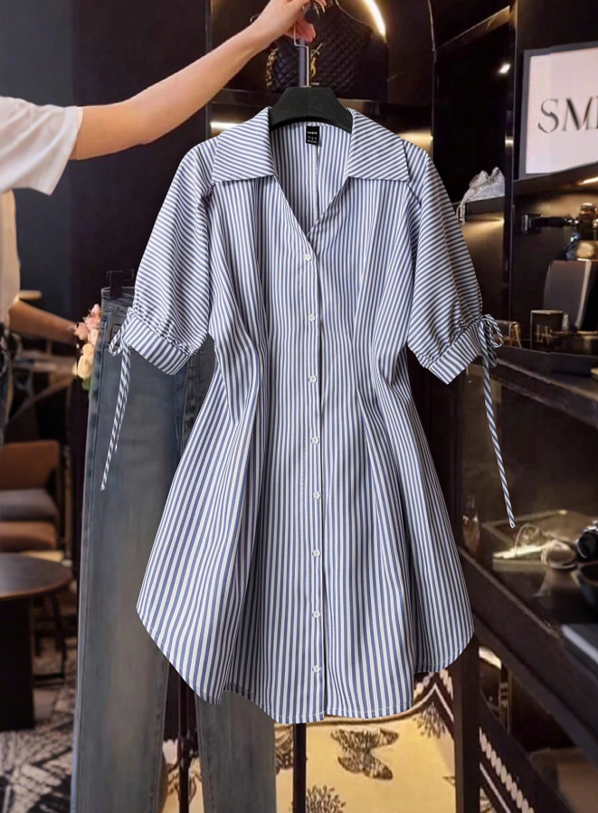 Fitted Waist Puff Sleeve Dress