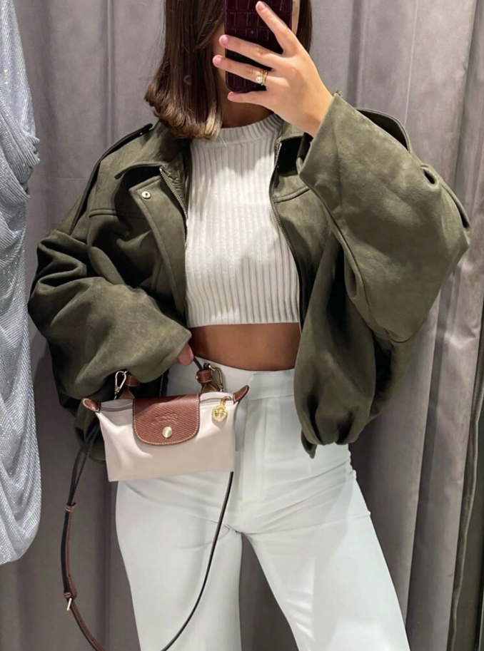 Women's Suede Bomber Jacket