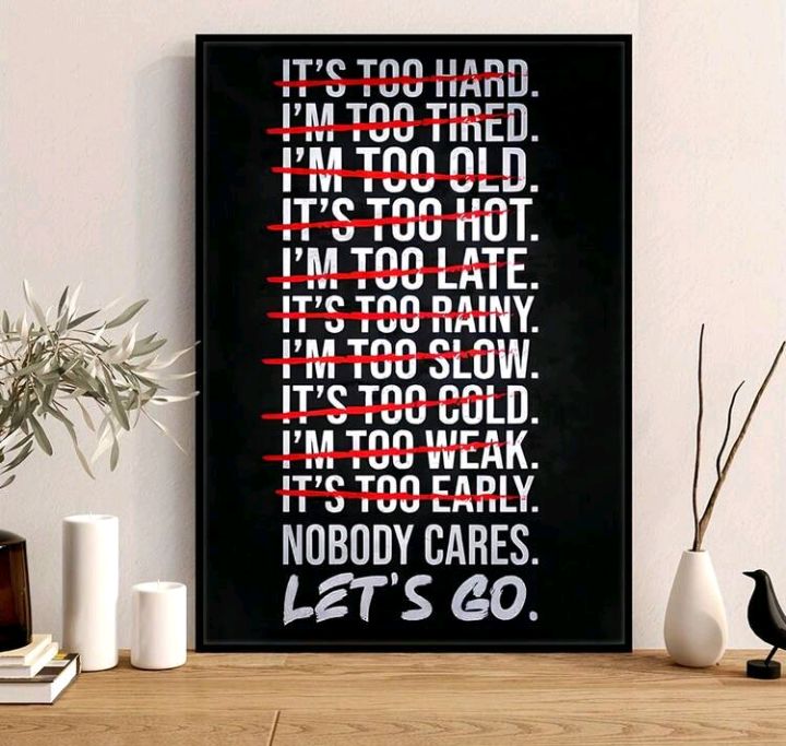 Unique Black & White Minimalist Motivational Gym Quote Canvas Poster
