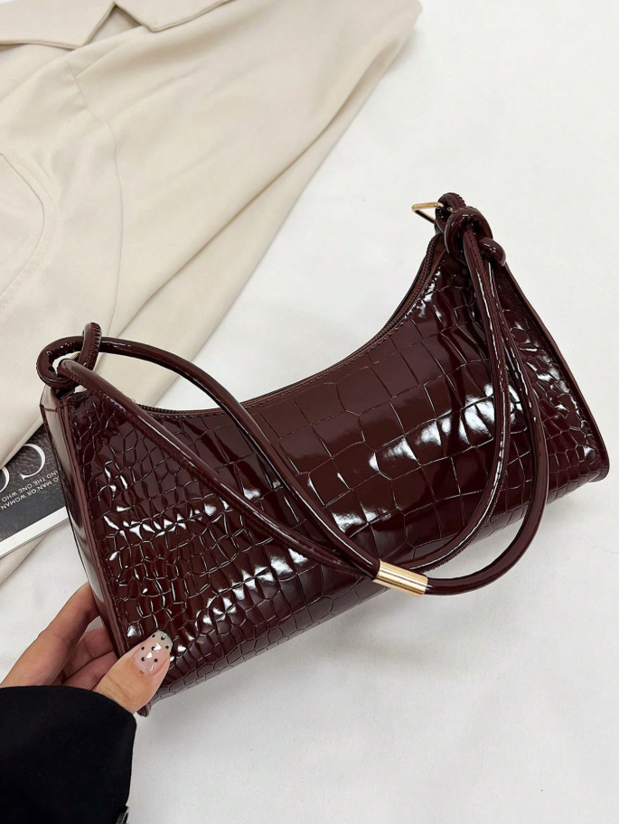 Crocodile Embossed Handbag