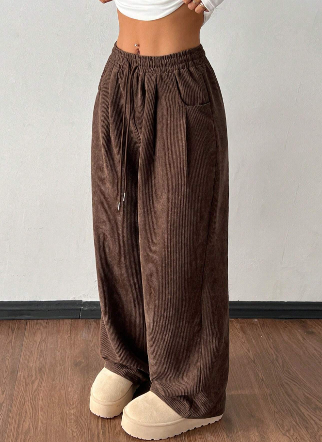 Women's Autumn And Winter Street Fashion Casual Retro Corduroy Textured Pants