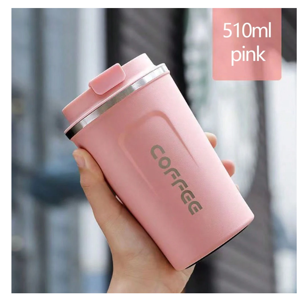 1pc 510ml Portable Coffee Cup, Travel Mug, Stainless Steel Vacuum Insulated Tumbler With Non-Slip Sleeve