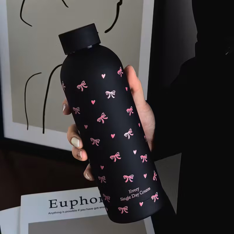 Chic Bow & Heart 17oz Stainless Steel Insulated Water Bottle -