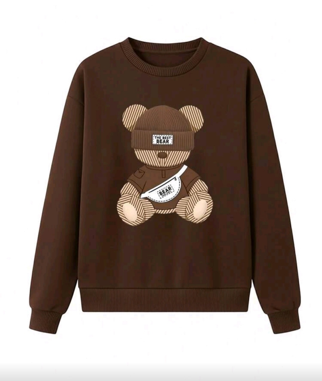 Teddy Bear Print Street Style Crew Neck Sweatshirt