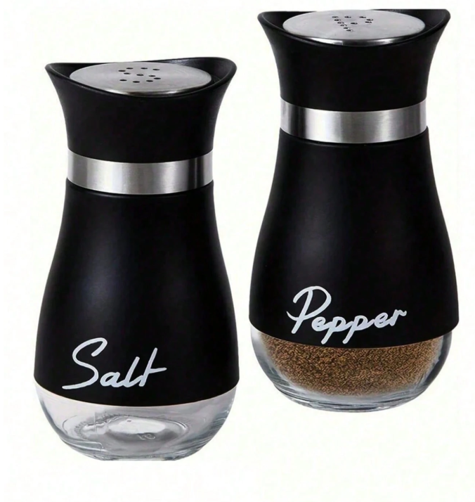 2 Sets Glass Salt Pepper Spice Jars