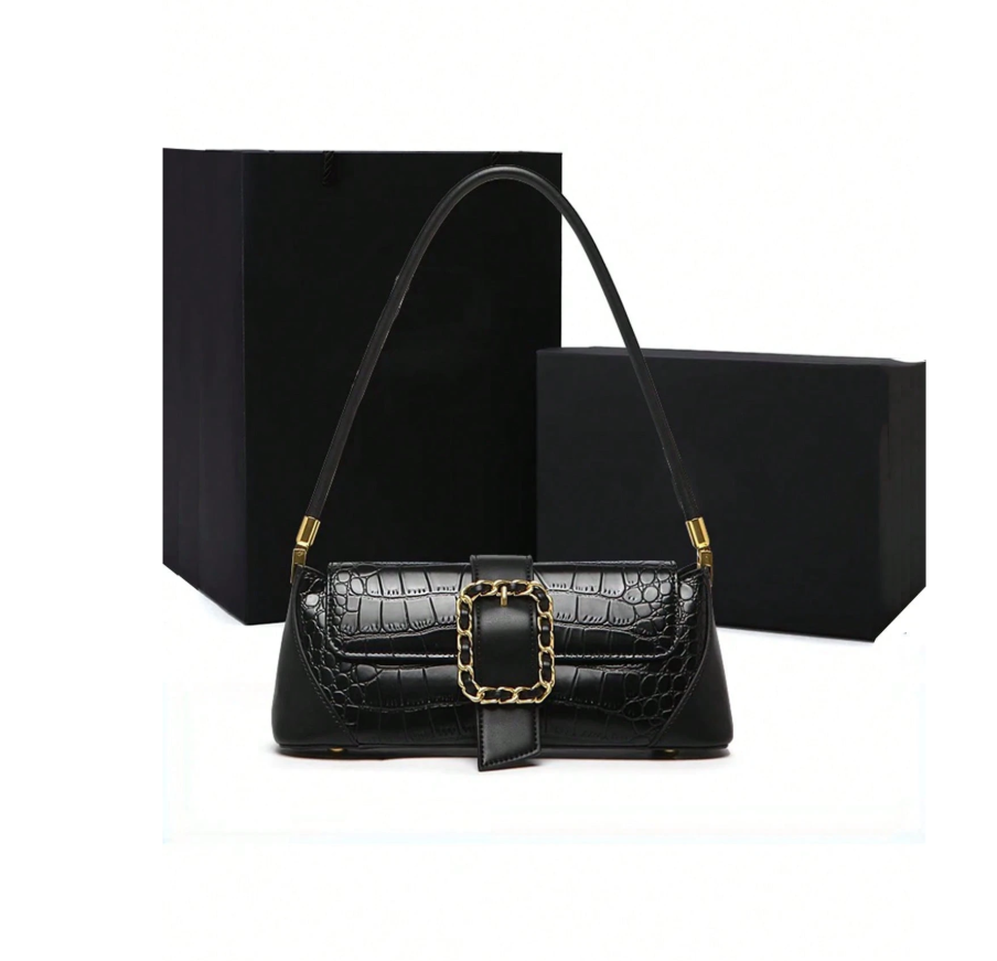 Fashionable Versatile Casual Commuter Armpit Texture Baguette Bag