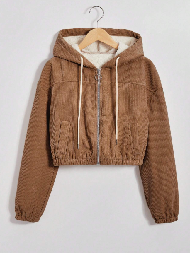 Thermal Lined Hooded Jacket Fall Winter Cloth For Women