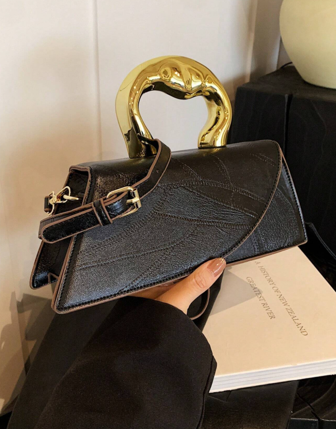 Long Asymmetric Metallic Handle Handbag