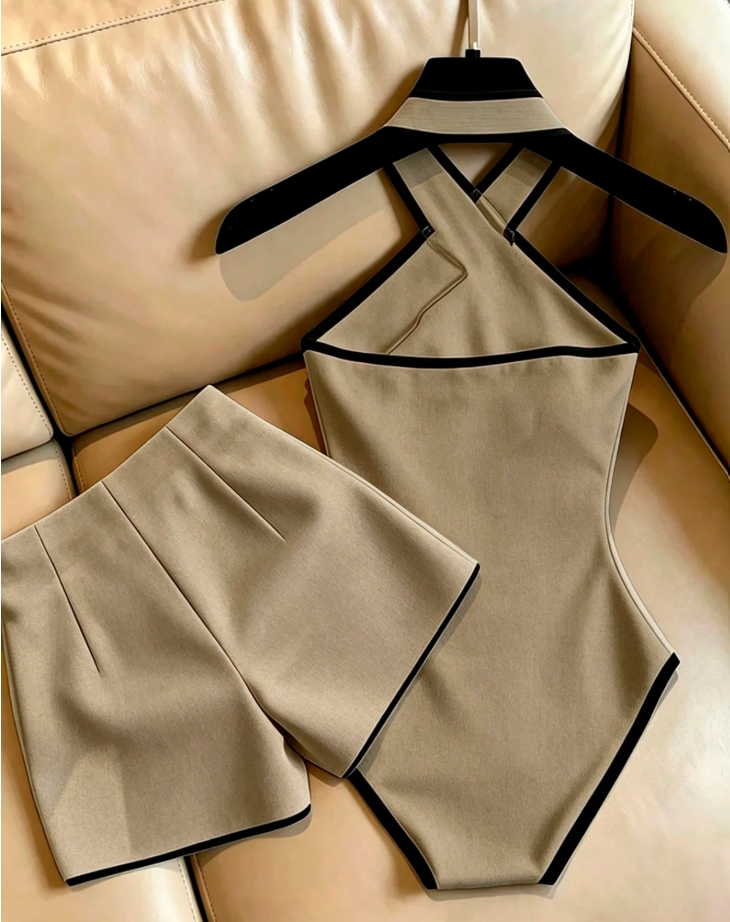 Women&rsquo;s Halter Jumpsuit & Shorts Set