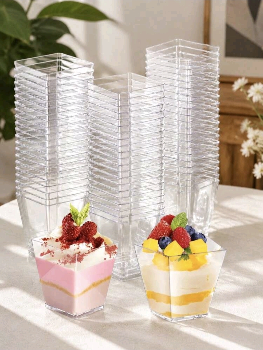 50pcs 60ml Mini Transparent Dessert Cups
