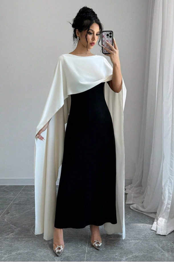 Round Neck Batwing Sleeve Maxi Elegant Party Dress
