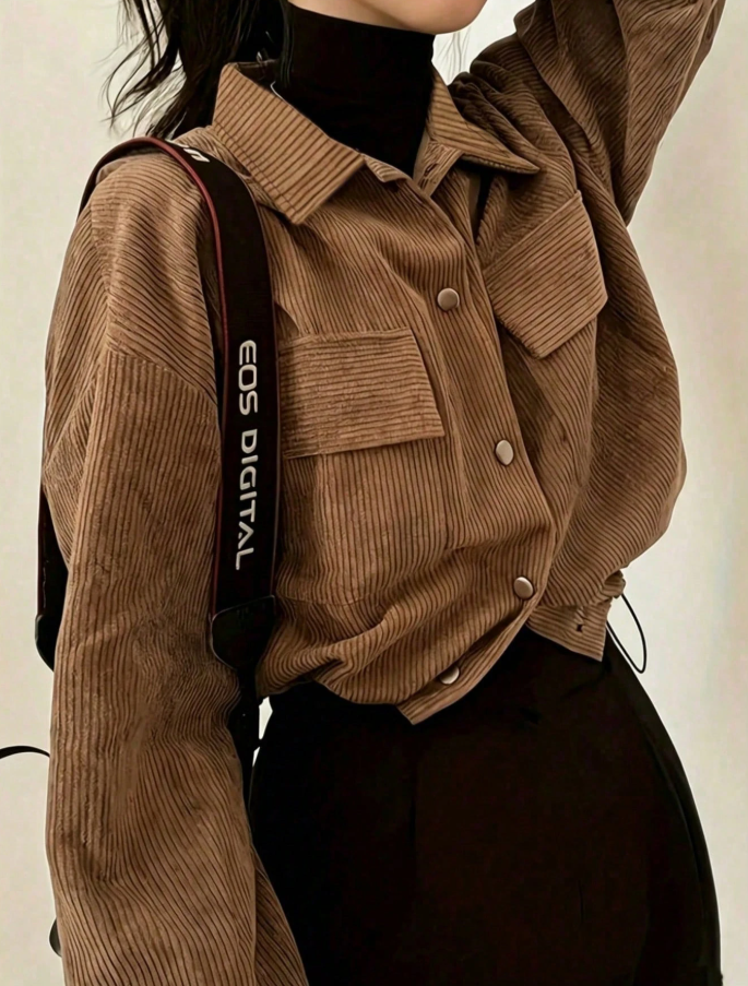 Women's Solid Color Minimalist Casual Long Sleeve Jacket