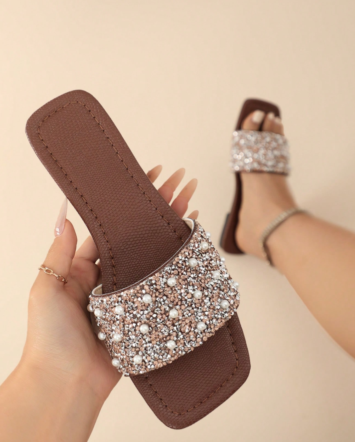 Rhinestone Flat Sandals