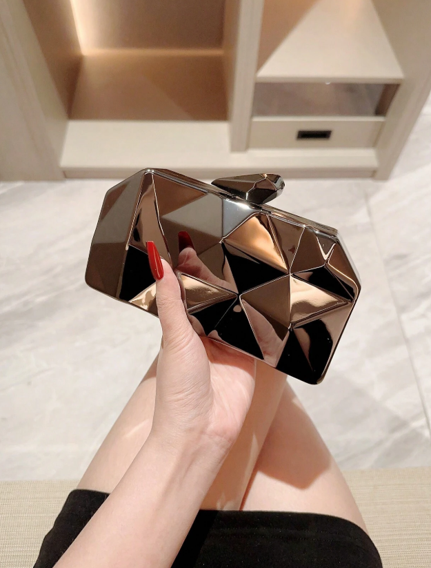 1pc Fashionable Metal Hardware Unique Shaped Evening Clutch Bag