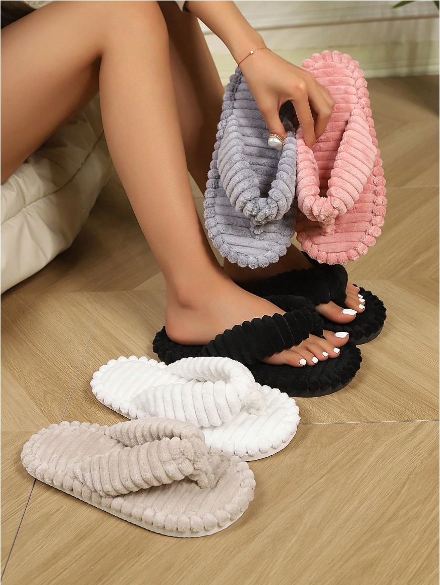 Soft & Comfortable 3D Striped Unisex House Slippers - Flip Flops, Suitable For All Seasons