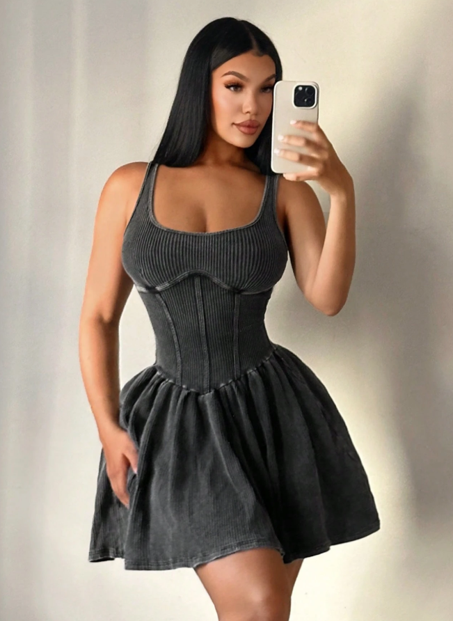 Sleeveless Waist-Cinched Mini Dress