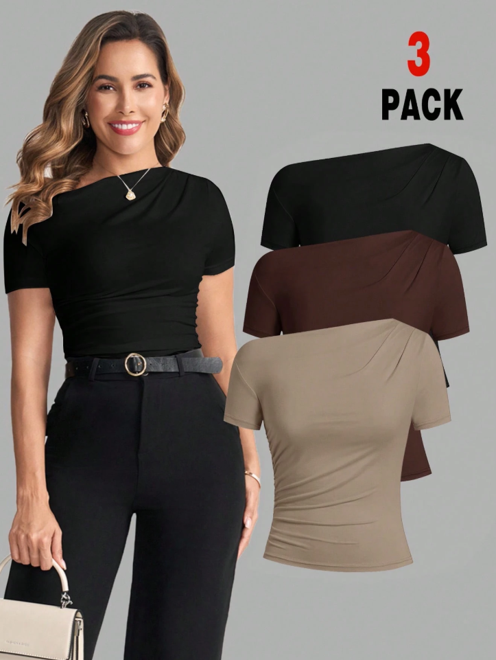 Asymmetric Shoulder Fitted T-Shirt